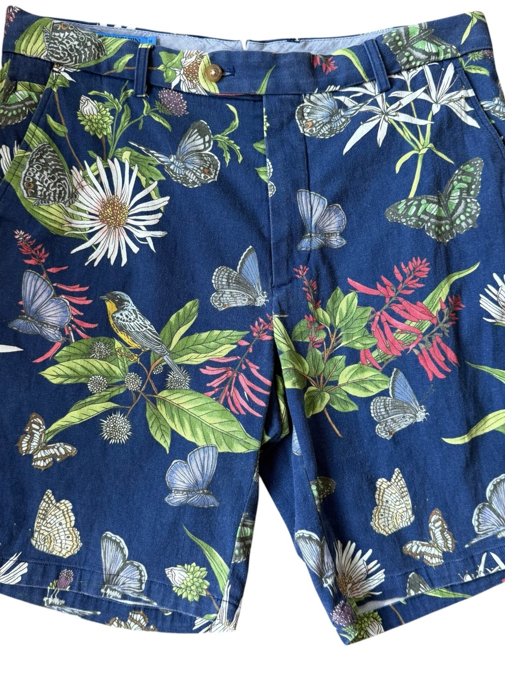 J. McLaughlin Sz 34 Men's Navy Botanical Floral & Butterfly Print Shorts